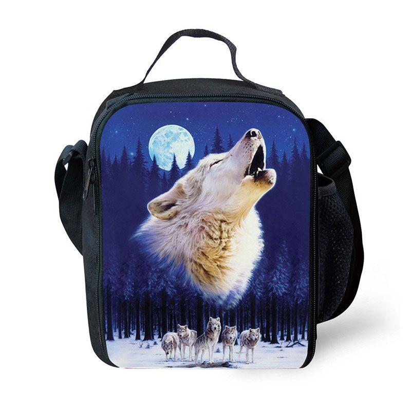 Animal School Lunch Bags Kids Boy's Food Carriers With Soft Handle For Travel