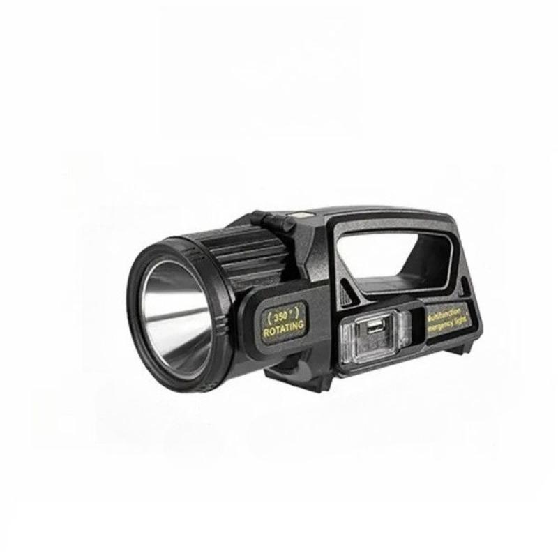 Rechargeable LED Spotlight Flashlight with 350° Rotate Head, 9 Modes, IPX6 Waterproof, Solar + TYPE-C Charging, Power Bank
