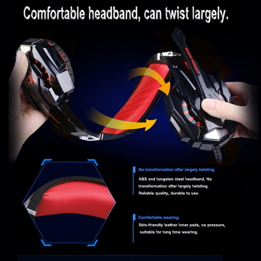 G9000 3.5mm Gaming Headphone Stereo Game Headset Noise Cancellation Earphone with Mic LED Light Volume Control for PS4