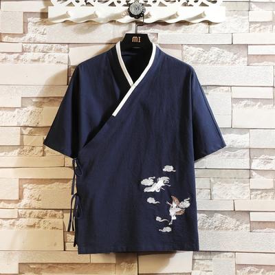 2026 Chinesischer Stil Herren Hemd mit diagonaler Knopfleiste Herren Kurzarm Tang Anzug Herren Vintage Cardigan Traditionelles Kung Fu Hanfu