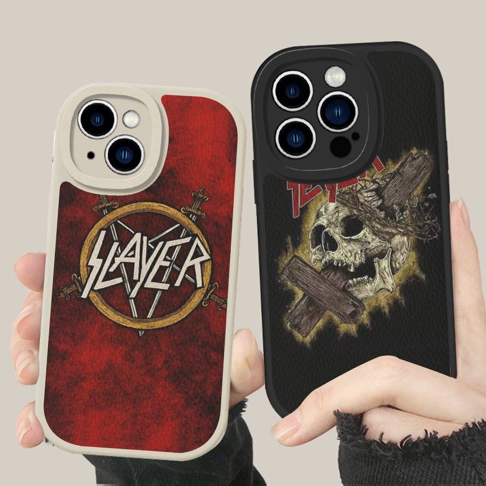1pc Heavy Metal S-slayer Band Phone Case Hard Leather For IPhone 16 15 14 13 12 Mini 11 14 Pro Max Xs X Xr 7 8 Plus Fundas