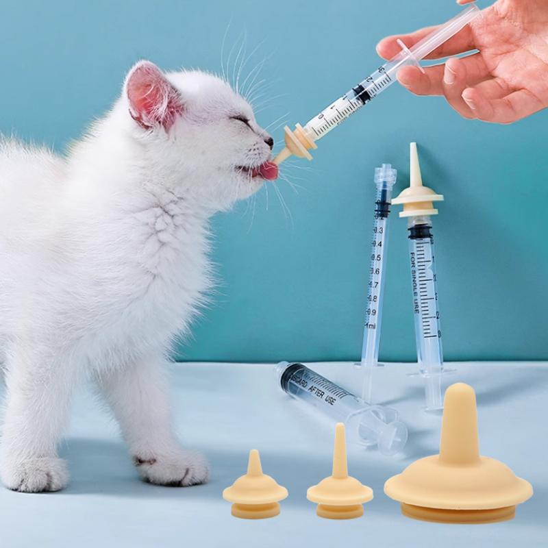 5pcs Newborn Pet Feeding Nipple For Dog Cat Hamster Parrot Feeding Pacifier Medicine Feeding Pets Oral Syringe Silicone Nipple