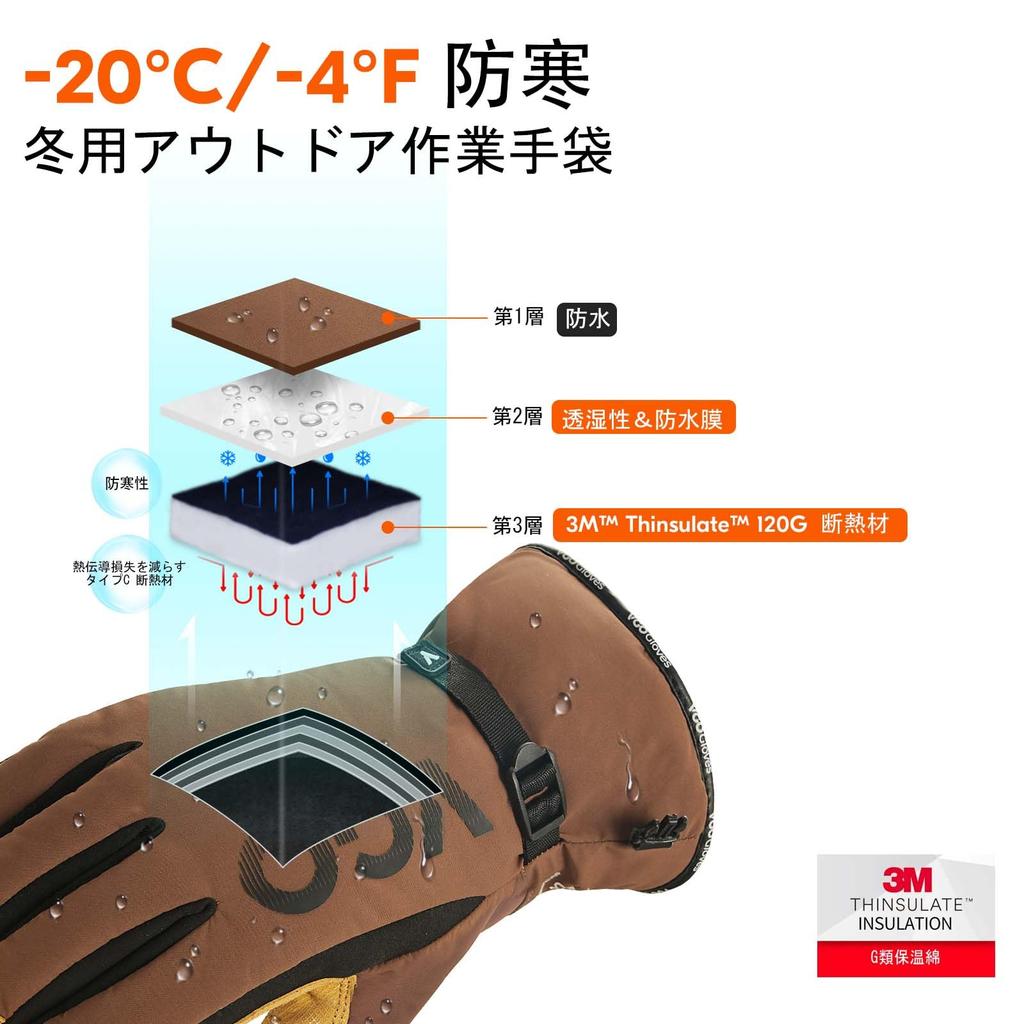 3M C120 Temless Touchscreen Warm to with Cotton for Outdoor Motorcycle and Snow SL7761FLWP [Vgo...] Gloves, 20°C, Lining, Waterproof, Work,