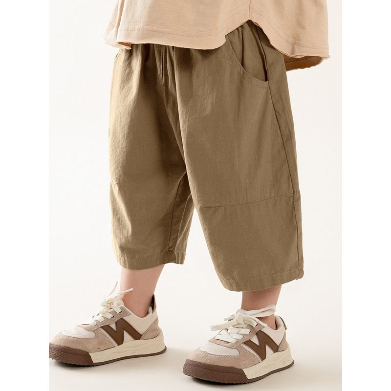 Children's Clothing Boys' Cropped Pants Summer Kids Korean Style Solid Color Thin Mid-Waist Pants Simple Casual Pants for Young Children