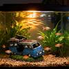 Aquarium Ornament Shaped Like Car Wreckage, Featuring Hiding Holes For Fish And Shrimp, Aquarium Decorations, And Aquascaping.