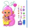 Mattel Doll Compact Purse Monkey Set for Playing with Animal Figures and Accessories