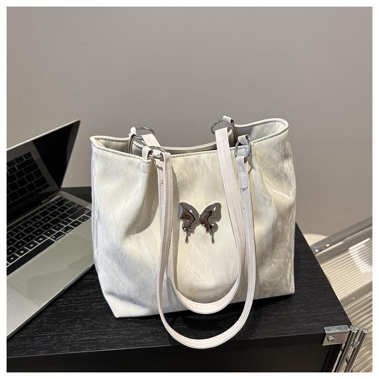

Летняя женская сумка-тоут через плечо из мягкой кожи с бабочкой, 2024 белый