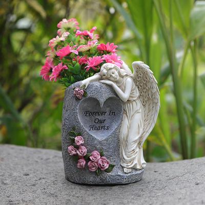 Statue de jardin solaire en forme d'ange pour l'extérieur