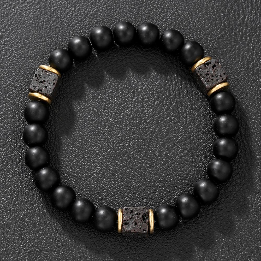 Men's Trendy Lava Stone Beaded Necklace - European & American Hip Hop Style