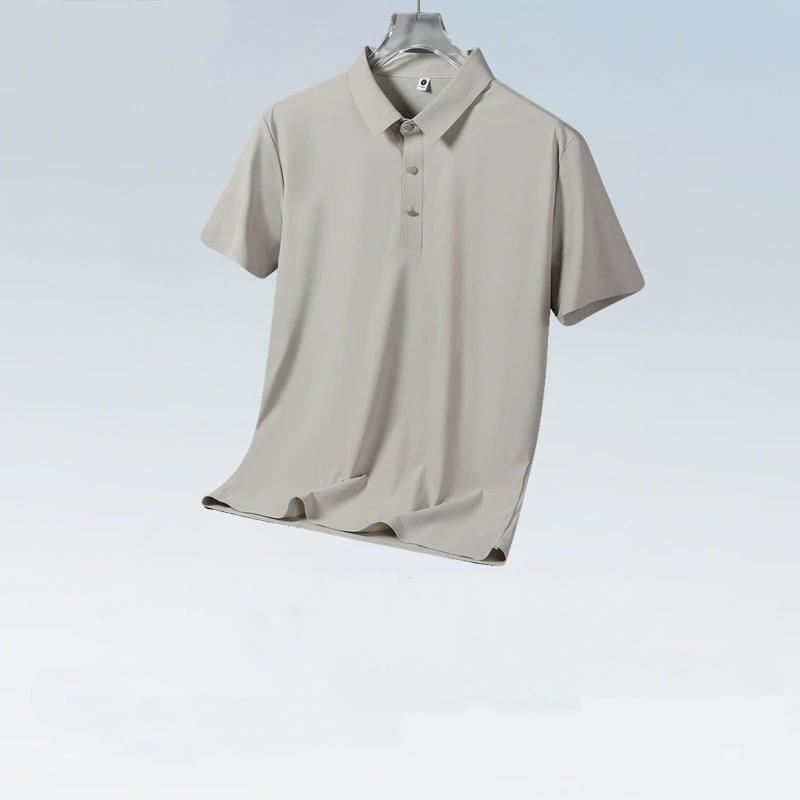 

Ice Silk Cool Polo Shirt Men s Summer Casual Business Breathable Lapel Short-sleeved T-shirt Dad Ice Silk Polo Shirt XS