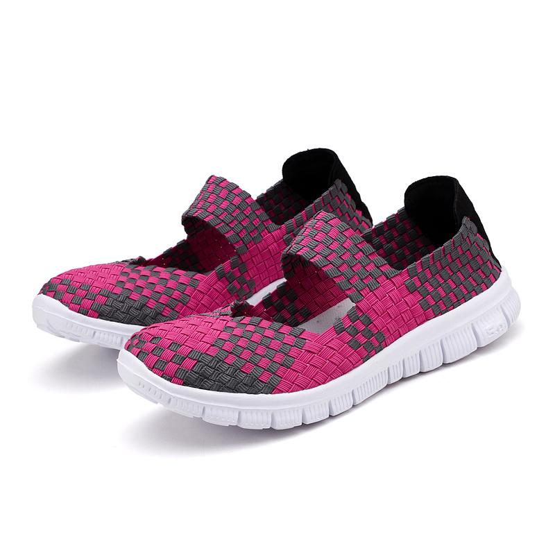 Women's Casual Running Breathable Knitted Mesh Fabric Dance Sneaker Shoes
