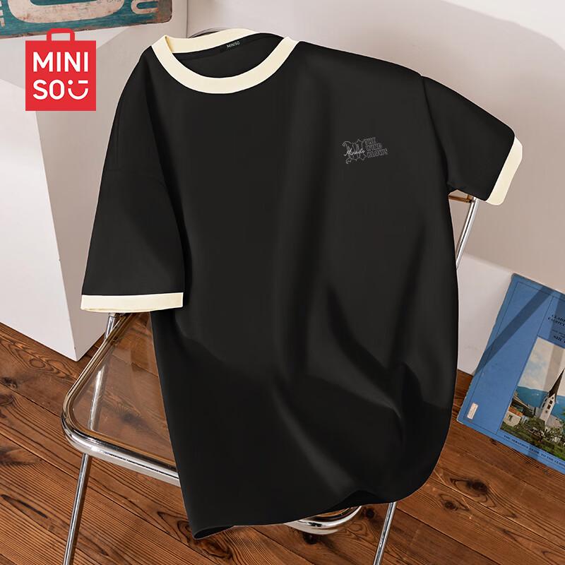 MINISO Men s Summer Colorblock Ribbed Loose Fit T-Shirt XL