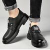 Autumn and winter new British style breathable casual shoes low top thick sole big head leather shoes soft sole