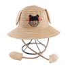 Ears move rabbit hat scenic cartoon cute children's straw hat summer sun protection Nezha sun hat airbag hat