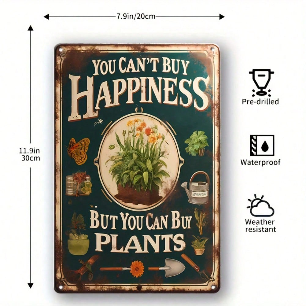 Vintage Metal Sign Plants Quote Wall Decor for Home Garden Cafe Gift
