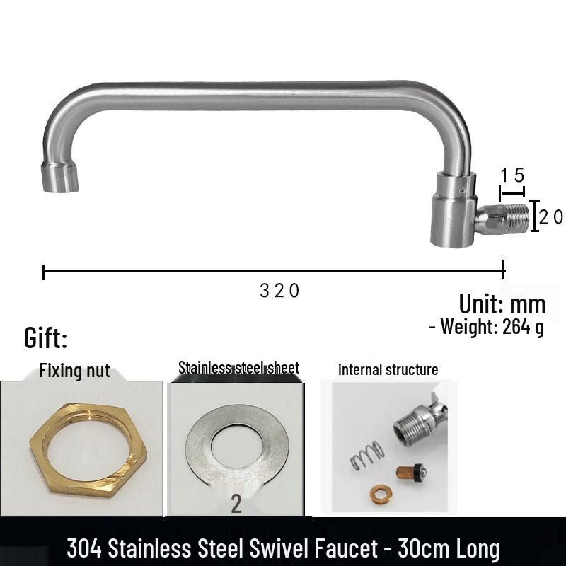 Commercial Wall-Mounted SUS304 Swivel Kitchen Faucet