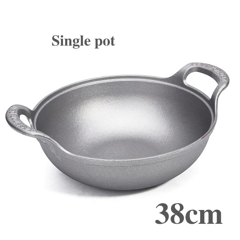 Old style iron pot Uncoated fryer Stew pot Frying pan Non stick pot Flat bottomed induction cooker gas universal boiler wok  pan