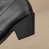 White Black Women Mid Calf Boots High Block Heel Big Size 46