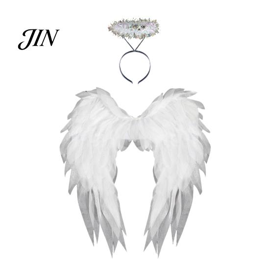 Outdoor Cosplay Wings Angel Feather Wing for Women Girls, Soft Organza Costume Accessory Halloween with Headband Photo Booth, Party, Stage Show