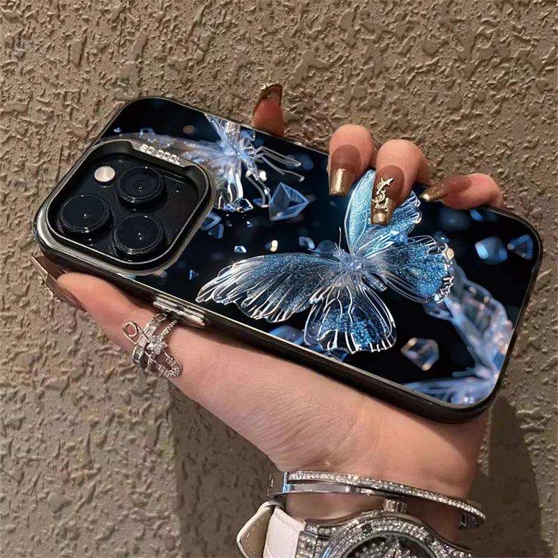 Aesthetic Butterfly Water Wave Case for Samsung Galaxy S25 S24 S23 S22 Ultra Plus FE A15 A35 A55 A16 A24 A25 Matte Hard Cover