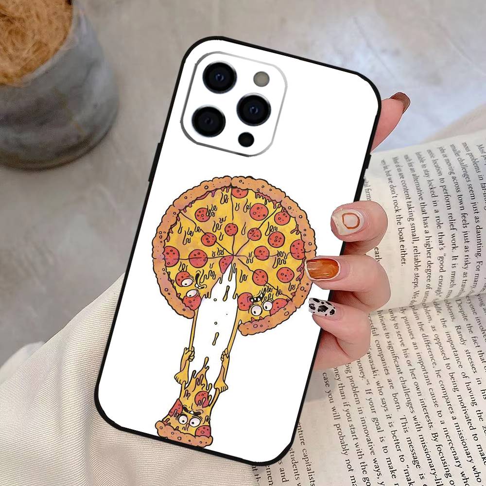 pizza Phone Case For iPhone 17, 16,15,14,13,12,11 Plus,Pro Max, Others Soft Black Cover