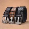 Men's Premium Vintage Leather Belt with Wide Alloy Pin Buckle - Trendy Business Waist Belt