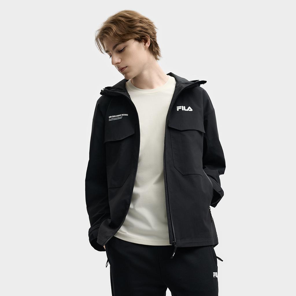 Fila Original Fashion Simple Personality Trendy Versatile Casual Comfortable Loose Letter Brand Logo Woven Hooded Jacket Men Jackets F11M539704FBK