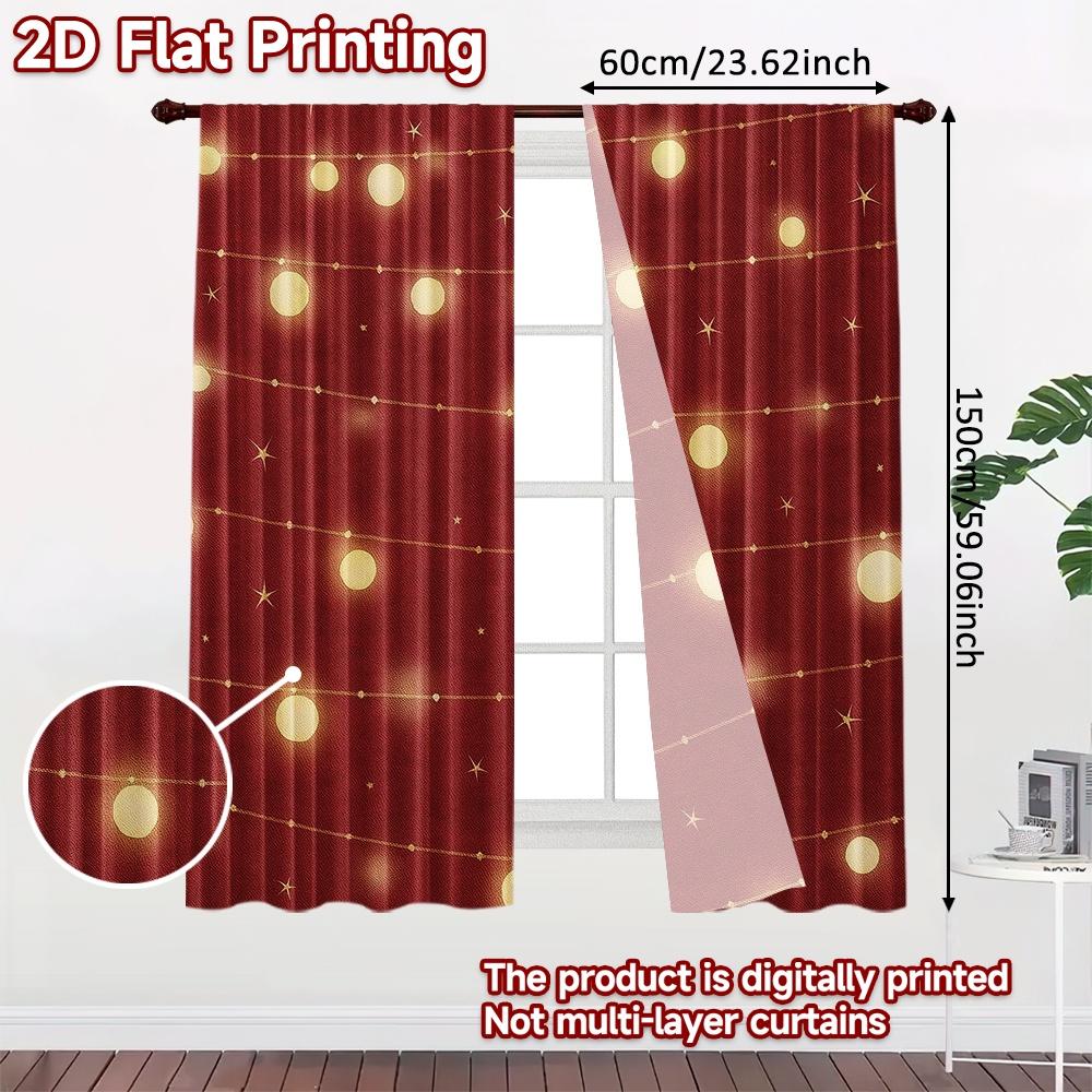 2pcs, 2D FLAT PRINTING Curtains (Without Rod) Festive Wonderland Modern Fashionable Curtainments During the Christmas Holiday