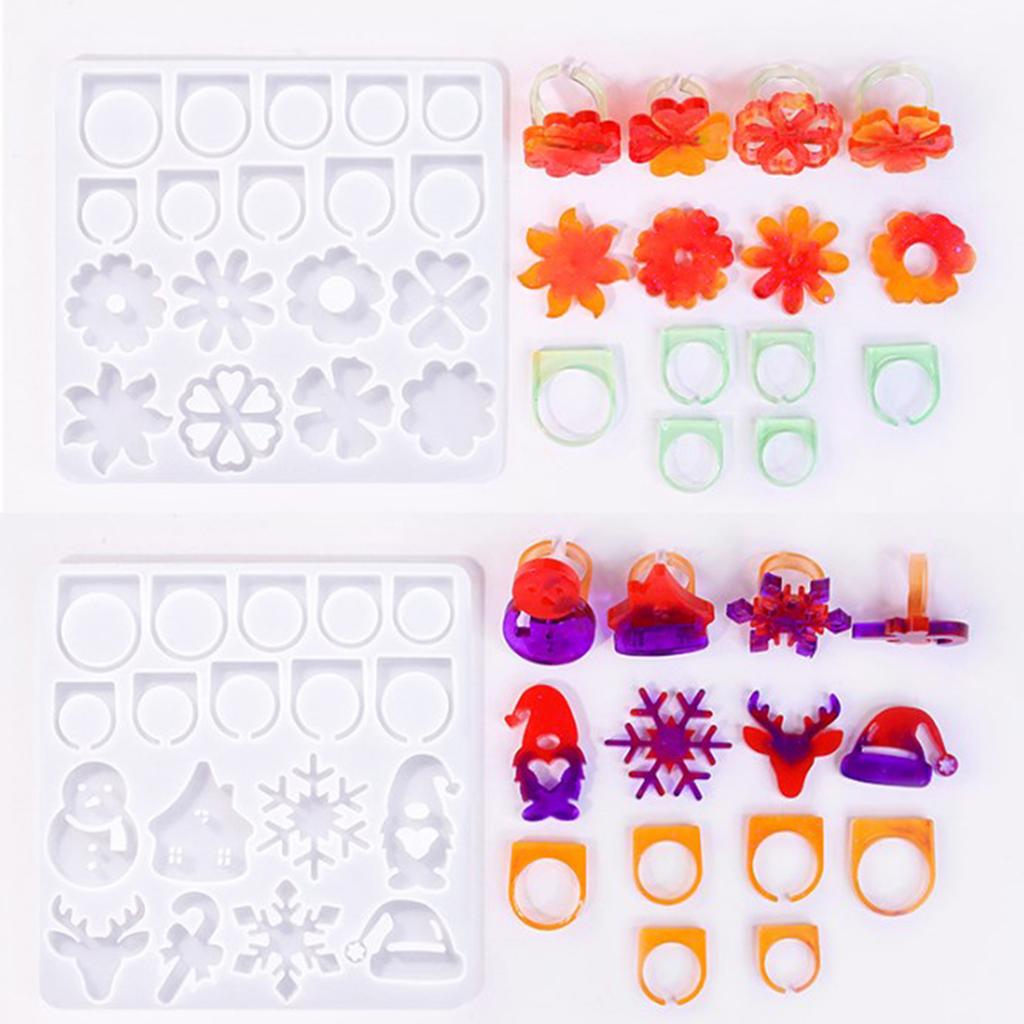 Crystal Epoxy Resin Rings Silicone Mold Attractive Silicone Rings Adornment Molds for DIY Crystal Resin Rings Accessory