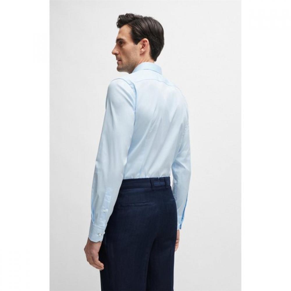 BOSS Stretch Cotton Blend Poplin Slim Fit Shirt Light Blue 50504802455 