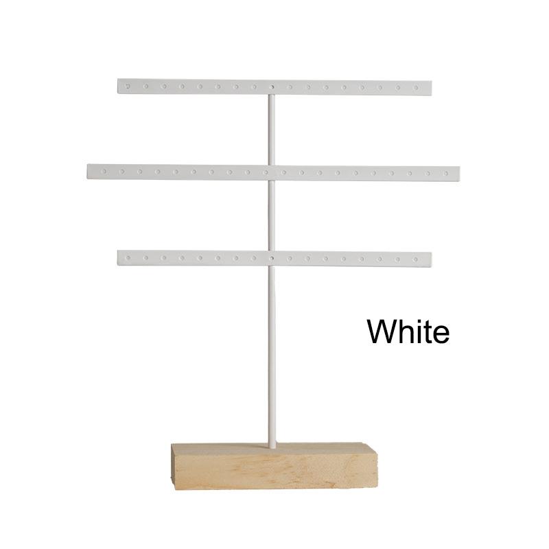 Fashion 52 Holes Earrings Display Stand Iron Necklace Bracelet Anklet Stud Earring Jewelry Storage Rack Holder With Wooden Base