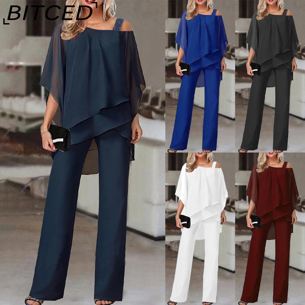 BITCED Dámská móda Jednobarevný Volný Ležérní Nepravidelný Kalhotový Set