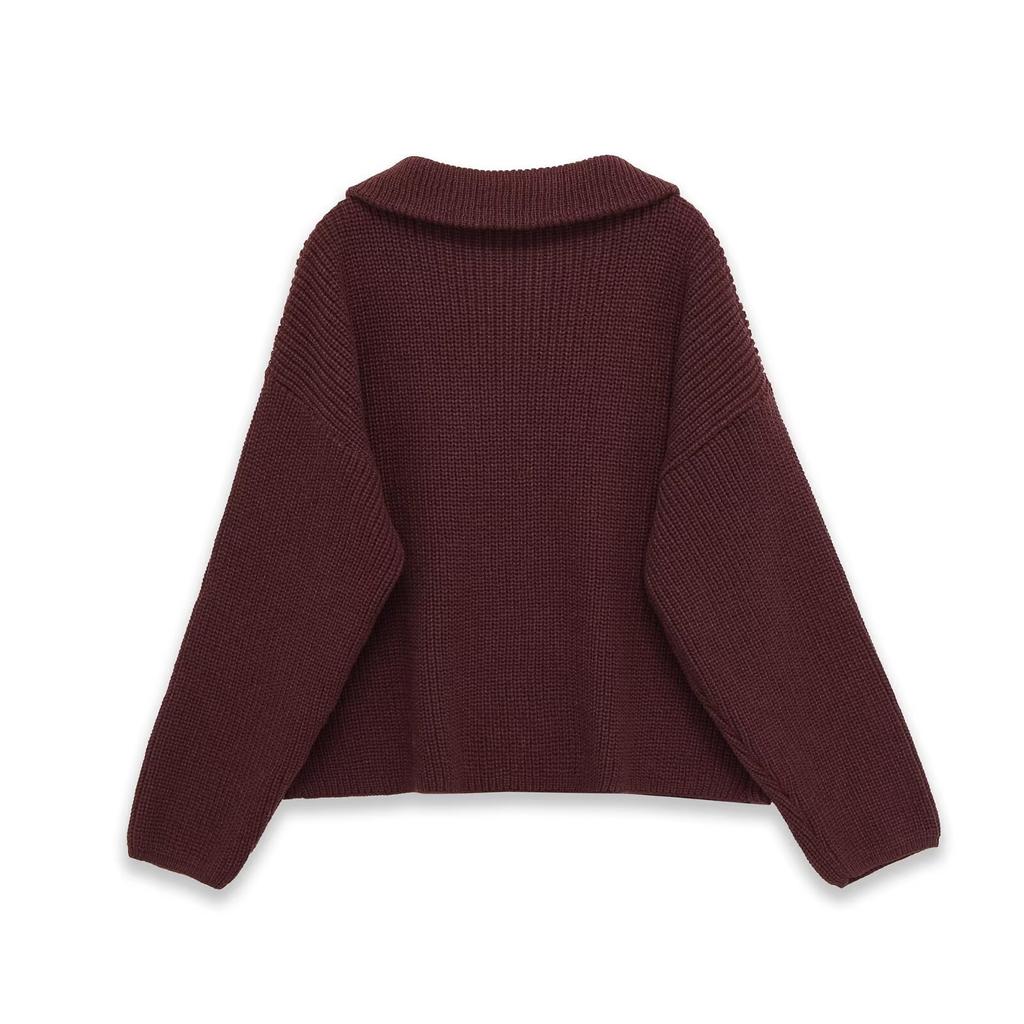 Cardigans rayés en maille ample Printemps Automne pour femmes Col roulé décontracté Fermeture éclair Rose Manteau pull Maille pour femmes Streetwear