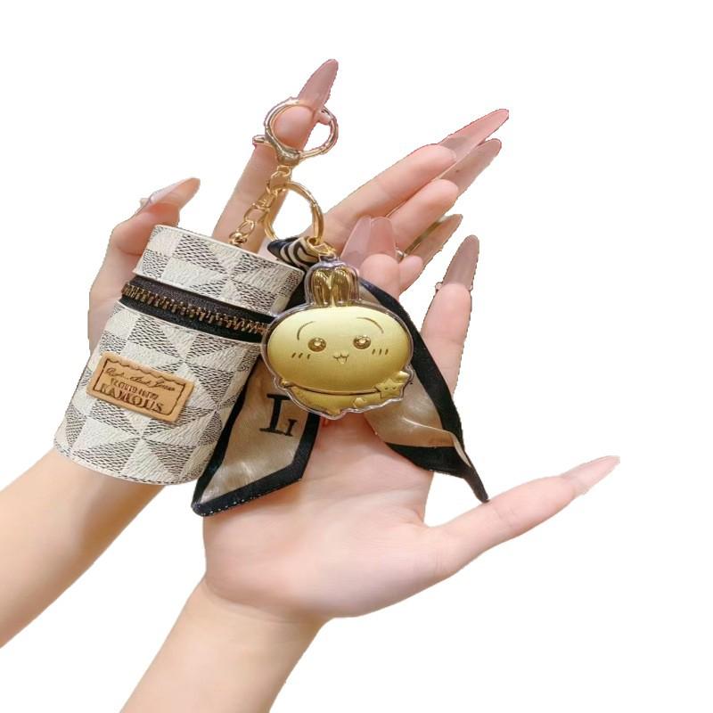 Cinnamoroll Gold Keychain & Monogram Leather Phone Bag with High-End Charm Pendant