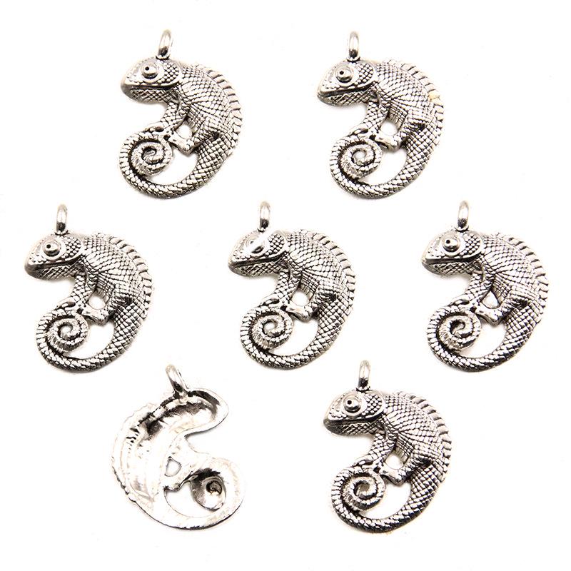 Zinc Alloy Deer Head, Snake, and Chameleon Pendants – 5 Styles of Exquisite DIY Ancient Silver Jewelry Accessories