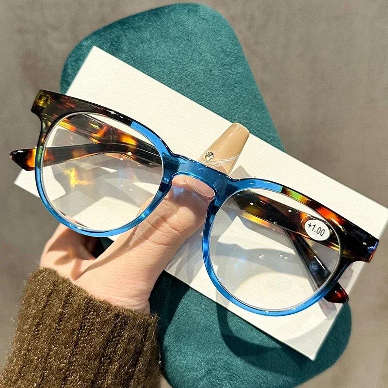 Retro Green Round Frame Reading Glasses for Women Contrast Color Blue Light Blocking Presbyopia Glasses Diopters 0 To +4.0