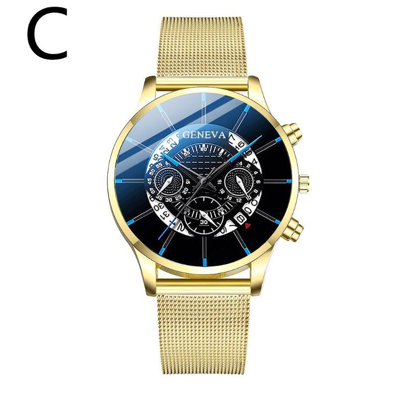 Alloy Mesh Belt Watch, Three-Eye Ultra-Thin Mesh Belt Fashion Casual Steel Belt Quartz Watch Men