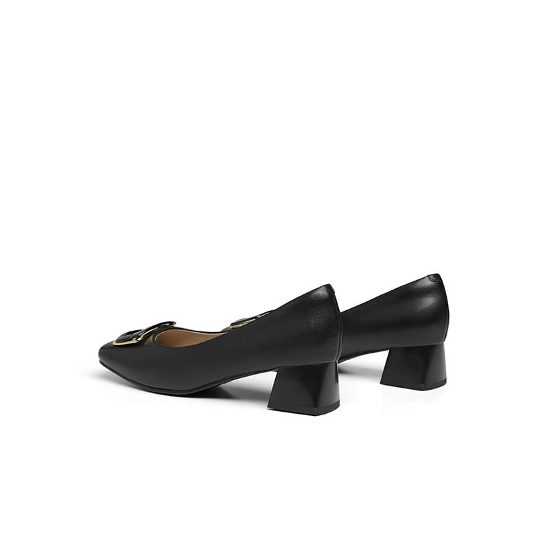 RED DRAGONFLY Women's French Style Square Toe Chunky Heel Pumps