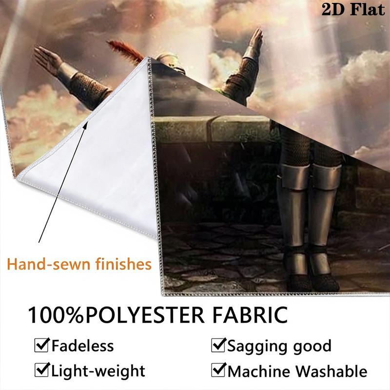 Custom Name Dark Souls Wall Tapestry Aesthetic Wall Hanging Printed Fabric Blanket Decorative Tapestries for Bedroom Living Room Home Decor