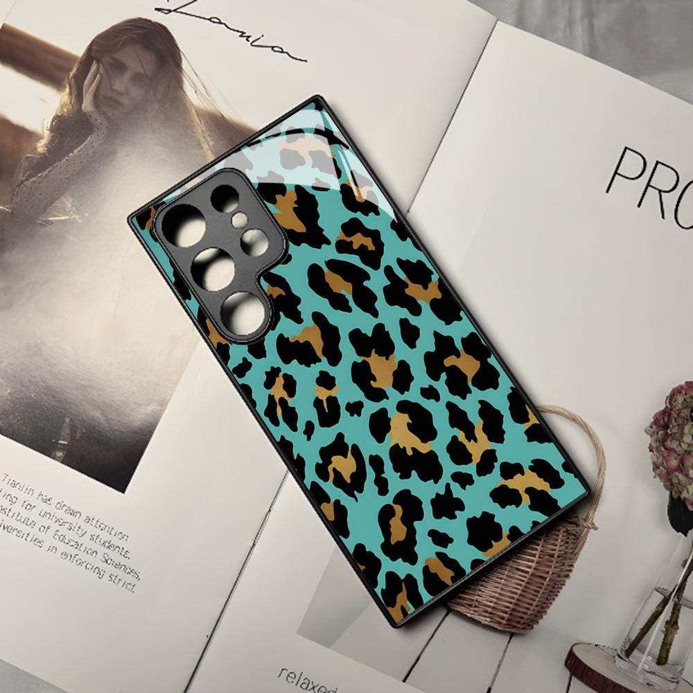 Abstract Tiger Leopard Girl Phone Case For Samsung Galaxy S25 S24 S23 S22 S20 S21 Note20 Ultra Plus Fe Colored Silver Cover