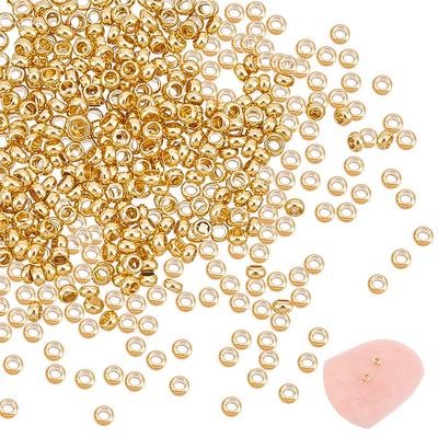 UNICRAFTALE 400 Pieces Crushed Balls Caulking Balls Caulking Balls 304 Stainless Steel Ball Chips Bead Chips 24K Gold Plated End Beads Metal Fittings