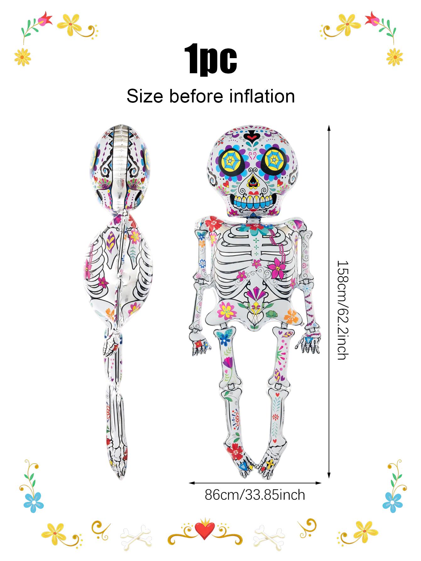 

1pc Flower Skull Aluminum Foil Balloon, Suitable for Halloween Party, Day of The Dead Decoration, Indoor and Outdoor Decoration. Other&Other