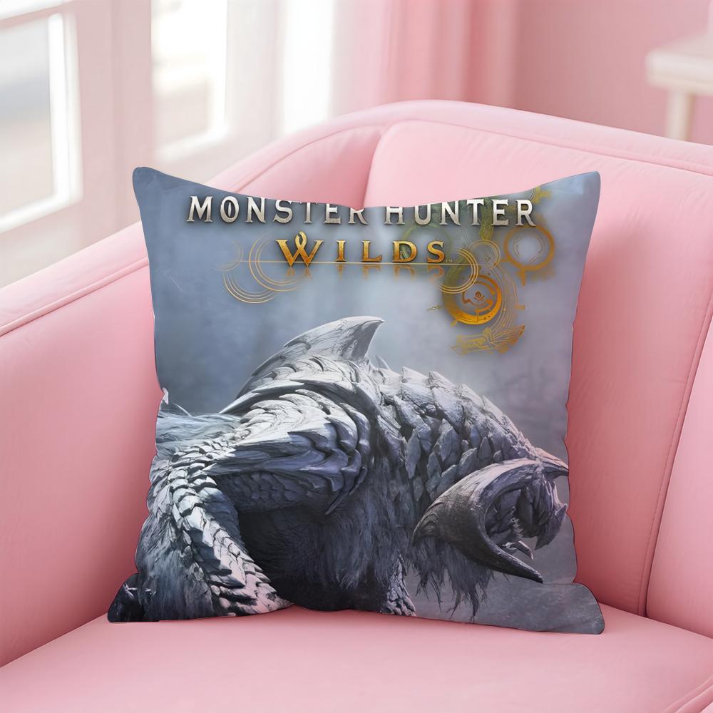 Game Adventurous MMonster HHunter WWilds Cushion Cover Pillow Case Soft Skin Friendly Fabric Comfort  Concealed Zipper