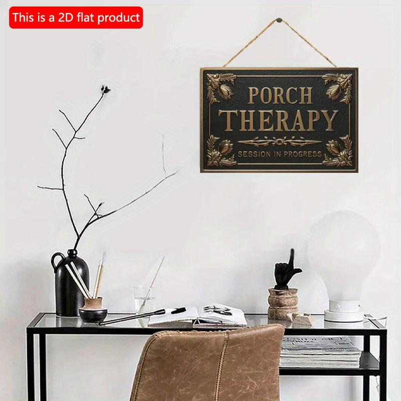 2D Flat Wooden 30*20cm Vintage "Porch Therapy" Wooden Wall Plaque Decorative Sign with Floral Design, Perfect for Home, Bar, Cafe, Garage, and Porch