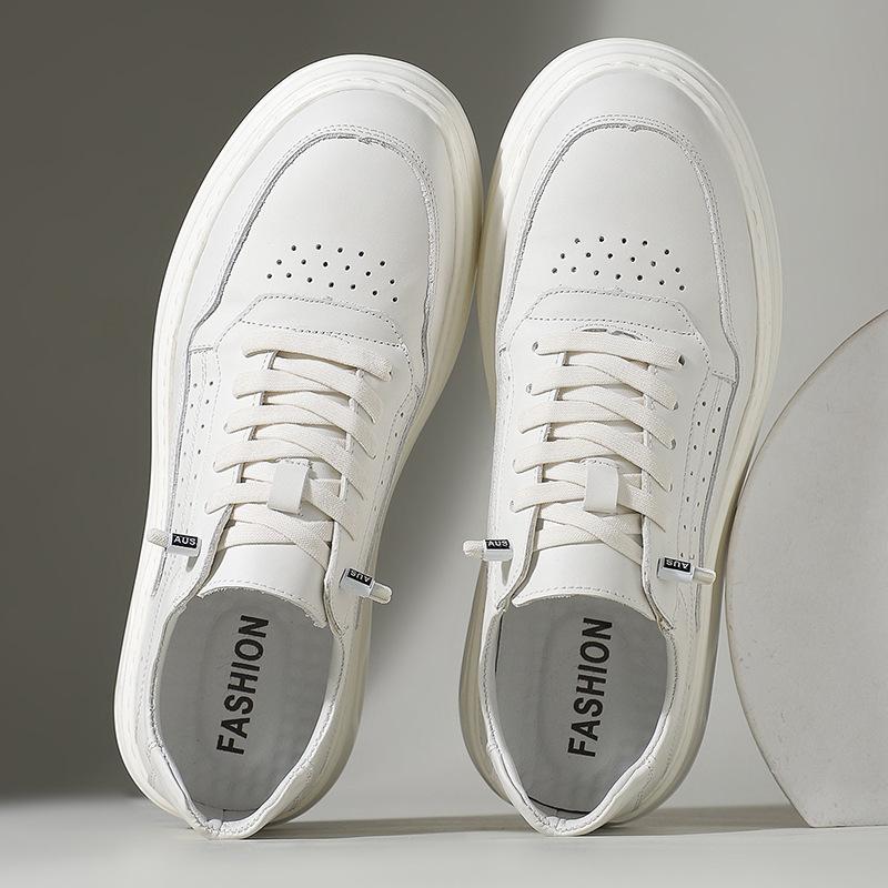The first layer of cowhide trendy little white shoes, genuine leather spring and autumn casual versatile board shoes, thick-soled low-top leather