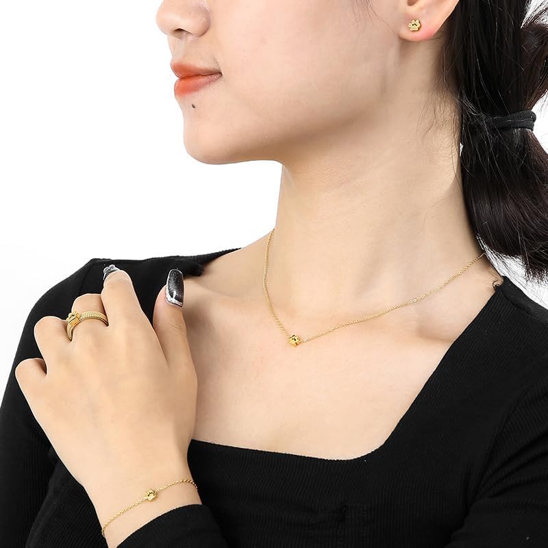 OIDIMS Dog Cat Paw Necklace Lovely Animal Choker Dainty Paw Print Pendant Necklace Chic Little Dog Kitten Pet Adjustable Charm Necklace Birthday