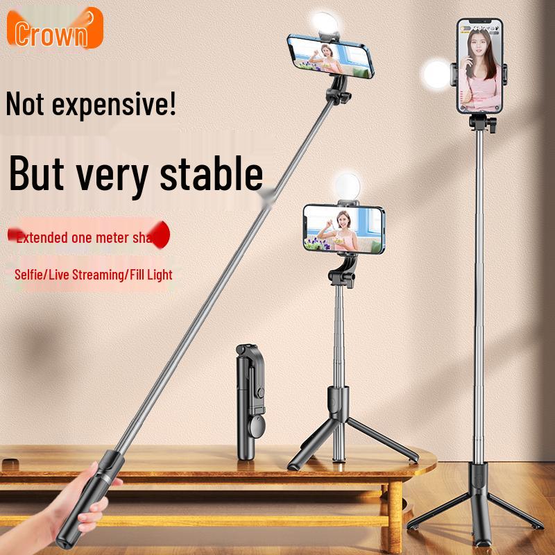 All-in-One Bluetooth Selfie Stick Tripod with Remote Control for Live Broadcasts and Travel