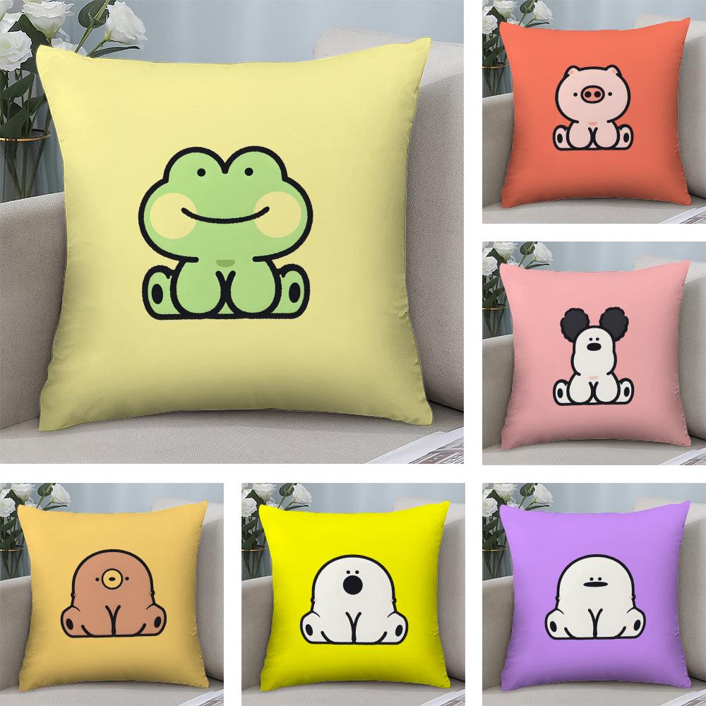 Cute animal patterns Cushion Cover Soft Plush Fabric Double-Sided Printed Sofa Cushion Cover for All Seasons Home Decor Gift