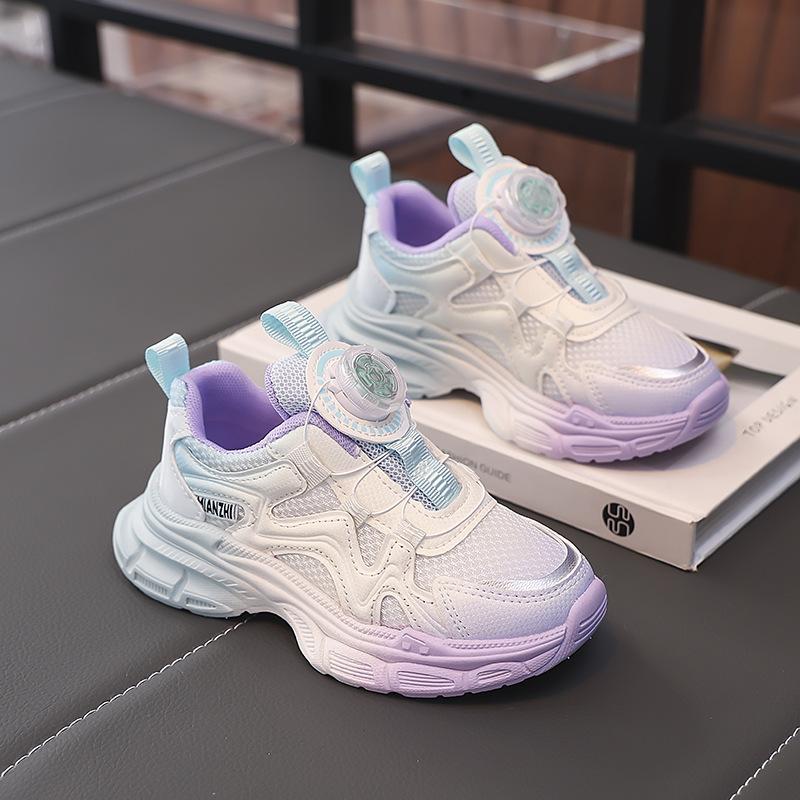 Girls shoes 2025 new spring and autumn girls fashion children's sports shoes running soft-soled dad shoes rotating buckle