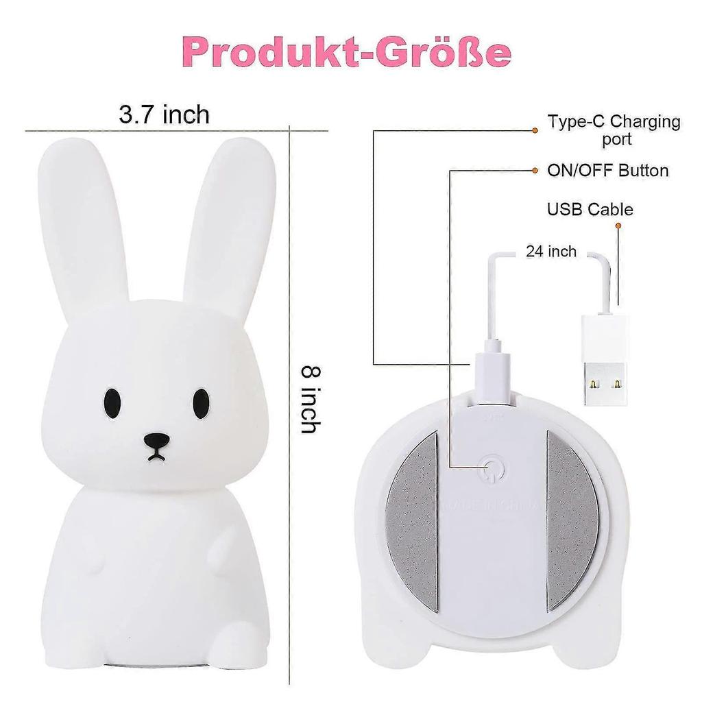 Nightlight Baby With 7 Light Changes Tap Control Usb Charging And Timing Function Bedside Lamp Nursery Decoration